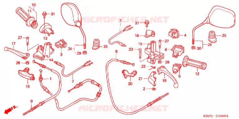 LEVIER DE GUIDON - CABLE - COMMODO Honda SCOOTER 100 LEAD 2003  SCV1003