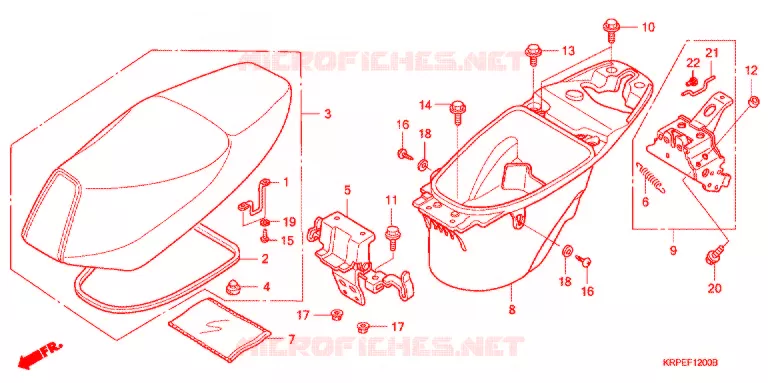 SELLE - COFFRE Honda SCOOTER 100 LEAD 2003  SCV1003
