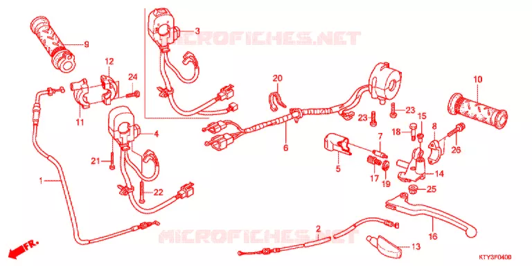 LEVIER DE GUIDON - CABLE - COMMODO Honda MOTO 125 CBR 2013  CBR125RTD