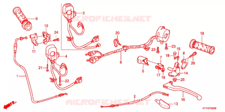 LEVIER DE GUIDON - CABLE - COMMODO Honda MOTO 125 CBR 2013  CBR125RTD