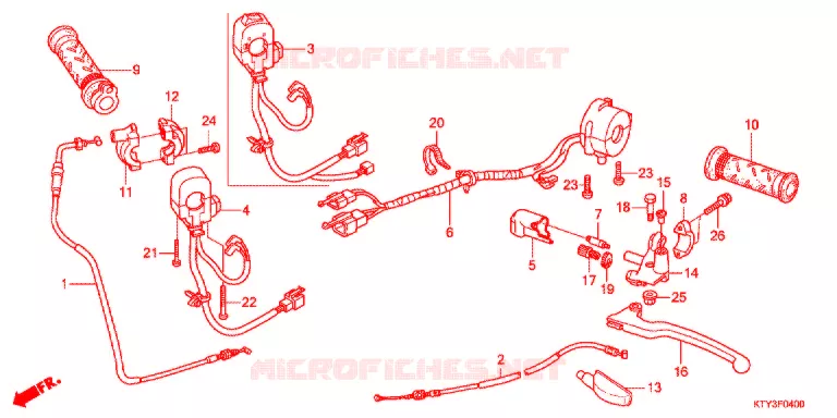 LEVIER DE GUIDON - CABLE - COMMODO Honda MOTO 125 CBR 2013  CBR125RSD
