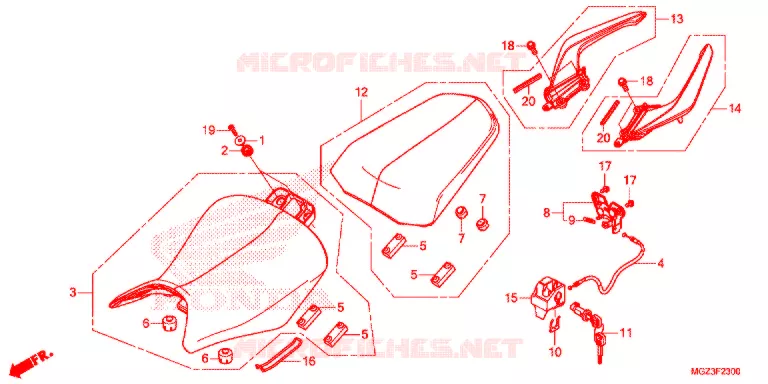 SELLE - POIGNEE ARRIERE Honda MOTO 500 CBR 2014  CBR500RE