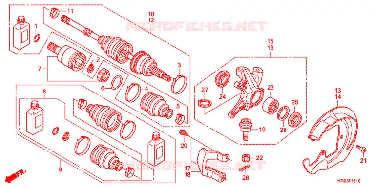 ARBRE DE ROUE AVANT Honda ATV 500 FOURTRAX 2013  TRX500FMD