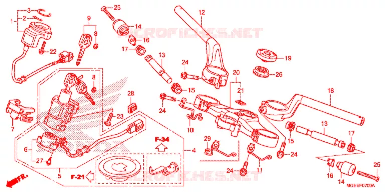 GUIDON - TE DE FOURCHE Honda MOTO 1200 VFR 2015  VFR1200FDF