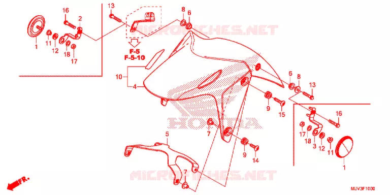 GARDE BOUE AVANT Honda MOTO 500 CBR 2015  CBR500RAF