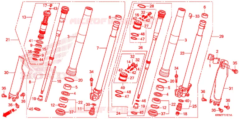 FOURCHE (CRF250RF,G) Honda MOTO 250 CRF 2017  CRF250RG