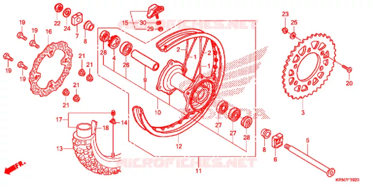 ROUE ARRIERE Honda MOTO 250 CRF 2017  CRF250RG