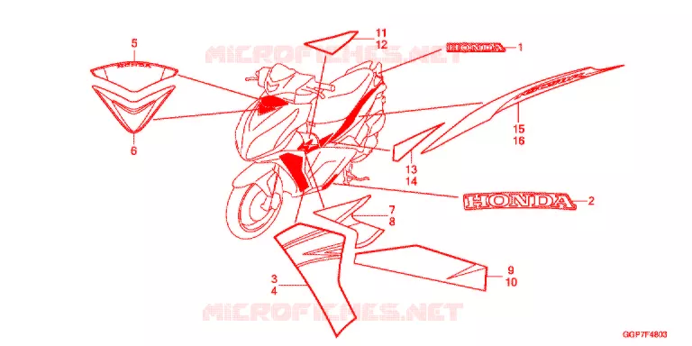 AUTOCOLLANTS (NSC50T2-4E,5ED) Honda SCOOTER 50 VISION 2015  NSC50T2F