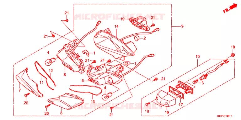 FEUX ARRIERE (NSC502WH/T2) Honda SCOOTER 50 VISION 2015  NSC50T2F
