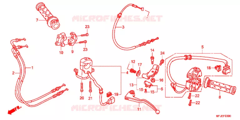 LEVIER DE GUIDON - CABLE - COMMODO Honda MOTO 600 CBR 2012  CBR600RAC