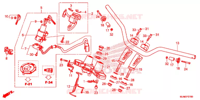 GUIDON - TE DE FOURCHE Honda MOTO 800 CROSSRUNNER 2016  VFR800XF