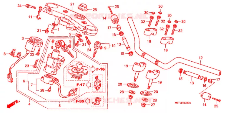 GUIDON - TE DE FOURCHE Honda MOTO 1300 CB 2009  CB1300SA9