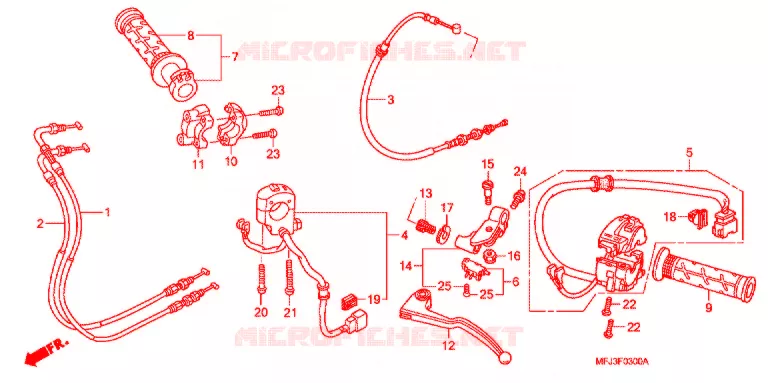 LEVIER DE GUIDON - CABLE - COMMODO Honda MOTO 600 CBR 2008  CBR600RR8