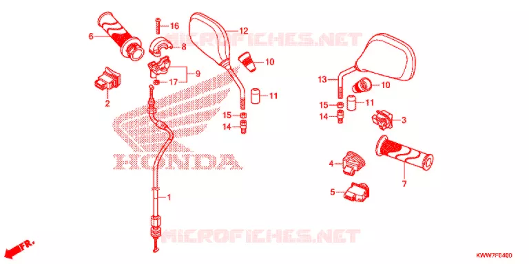 COMMODO - CABLE - RETROVISEUR Honda MOTO 110 WAVE 2012  AFS1102SHC