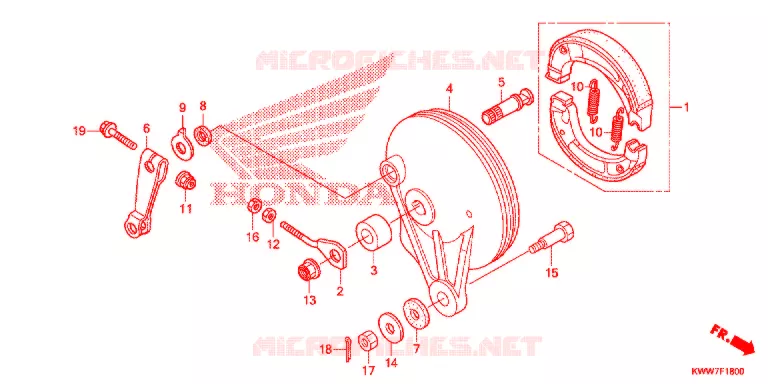 FLASQUE - MACHOIRES DE FREIN ARRIERE Honda MOTO 110 WAVE 2012  AFS1102SHC
