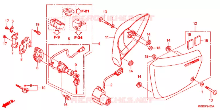 COUVERCLES LATERAUX Honda MOTO 750 VT 2011  VT750SB
