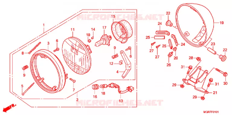 PHARE (ED,F,U) Honda MOTO 750 VT 2011  VT750SB