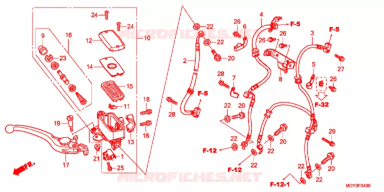 MAITRE CYLINDRE DE FREIN AVANT Honda MOTO 800 CROSSRUNNER 2012  VFR800XC