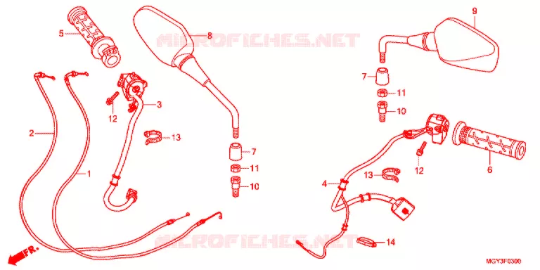 COMMODO - LEVIER - CABLE Honda MOTO 800 CROSSRUNNER 2012  VFR800XC