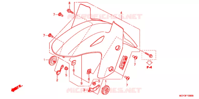 GARDE BOUE AVANT Honda MOTO 800 CROSSRUNNER 2012  VFR800XC