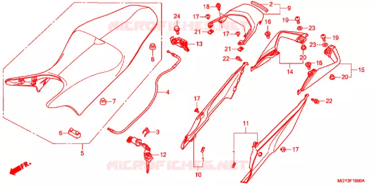 SELLE - CARENAGE ARRIERE Honda MOTO 800 CROSSRUNNER 2012  VFR800XC