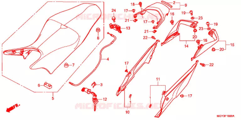 SELLE - CARENAGE ARRIERE Honda MOTO 800 CROSSRUNNER 2012  VFR800XC