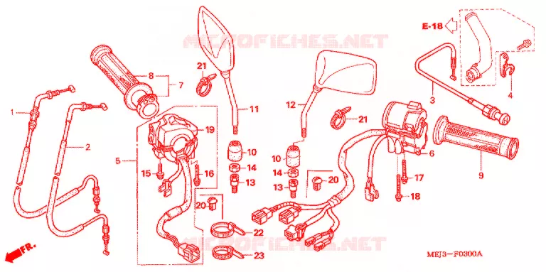 COMMODO - LEVIER - CABLE Honda MOTO 1300 CB 2005  CB1300SA5