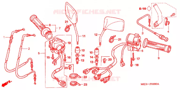 COMMODO - LEVIER - CABLE Honda MOTO 1300 CB 2005  CB1300SA5