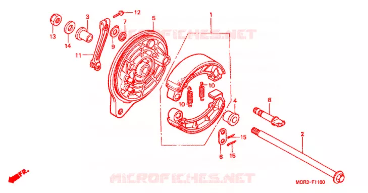 FLASQUE - MACHOIRES DE FREIN ARRIERE Honda MOTO 750 VT 2002  VT750DC2