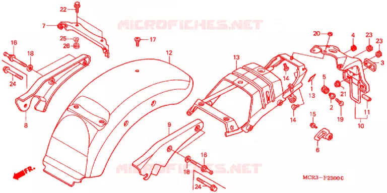 GARDE-BOUE ARRIERE Honda MOTO 750 VT 2002  VT750DC2