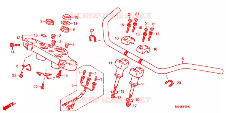 GUIDON - TE DE FOURCHE Honda MOTO 750 SHADOW 2008  VT750C8