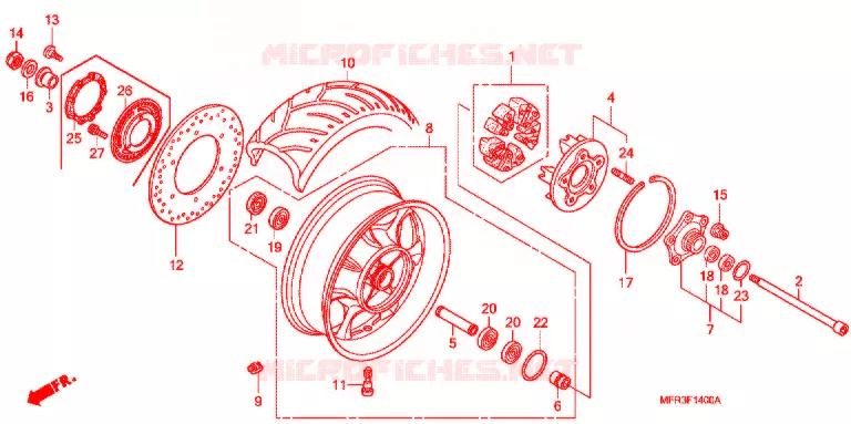 ROUE ARRIERE Honda MOTO 1300 VT 2011  VT1300CXAB