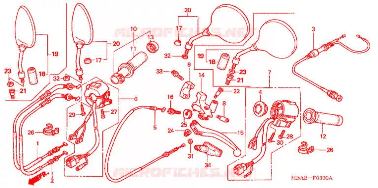 COMMUTATEUR/CABLE  Honda MOTO 750 SHADOW 2003  VT750C1