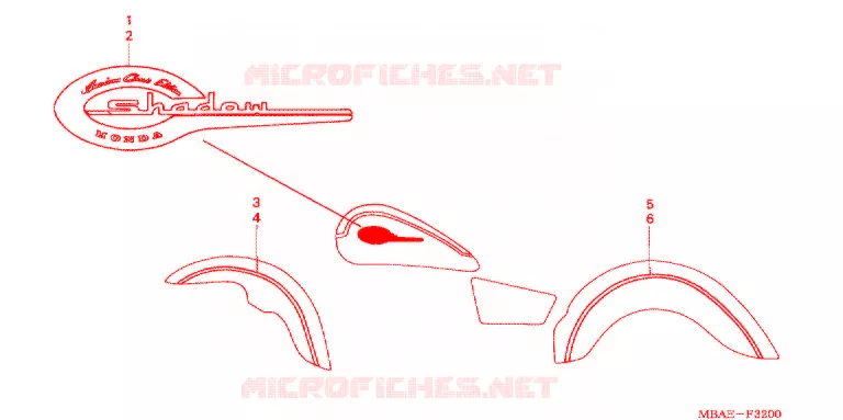 AUTOCOLLANTS Honda MOTO 750 SHADOW 2001  VT750C21