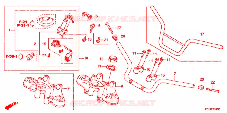 GUIDON - TE DE FOURCHE Honda MOTO 125 ACE 2016  CGX125SHF