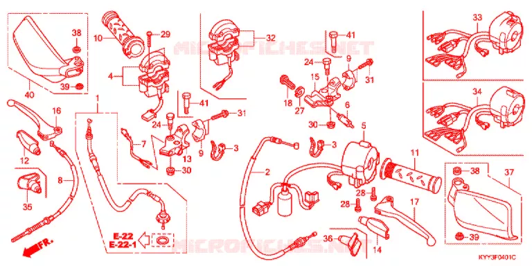 LEVIER DE GUIDON - CABLE - COMMODO (2) Honda MOTO 125 ACE 2015  CGX125SHF