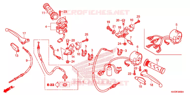 LEVIER DE GUIDON - CABLE - COMMODO Honda MOTO 125 CG 2015  CGX125WHF_4LA