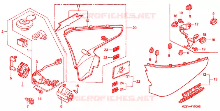 COUVERCLES LATERAUX Honda MOTO 600 SHADOW 1999  VT600CX