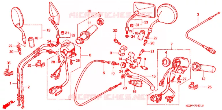 COMMODO - LEVIER - CABLE (2) Honda MOTO 600 SHADOW 1999  VT600CX