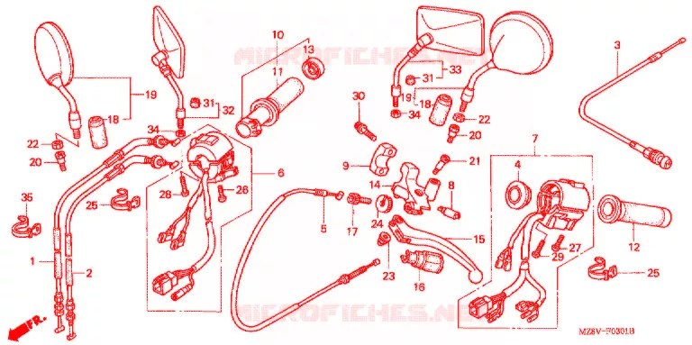 COMMODO - LEVIER - CABLE (2) Honda MOTO 600 SHADOW 1999  VT600CX