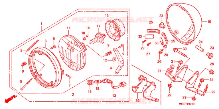 PHARE (ED,3ED,F,2F,U) Honda MOTO 750 SHADOW 2010  VT750C2SA