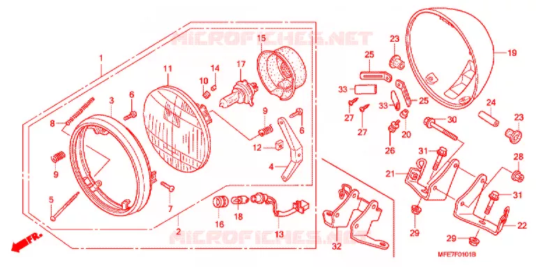 PHARE (ED,3ED,F,2F,U) Honda MOTO 750 SHADOW 2010  VT750C2SA