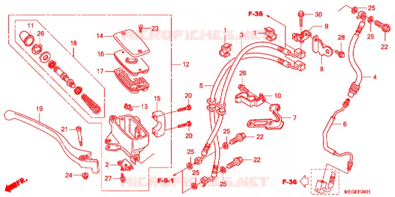 MAITRE CYLINDRE DE FREIN AVANT (ABS) Honda MOTO 750 SHADOW 2011  VT750CSA
