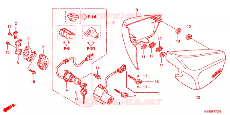 COUVERCLES LATERAUX Honda MOTO 750 SHADOW 2010  VT750CSA