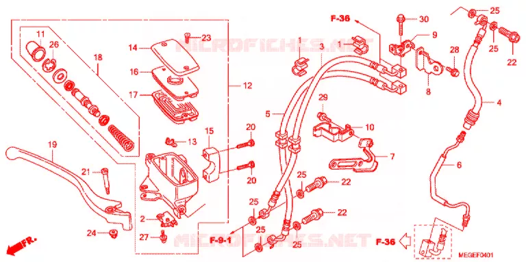 MAITRE CYLINDRE DE FREIN AVANT (ABS) Honda MOTO 750 SHADOW 2012  VT750CSA