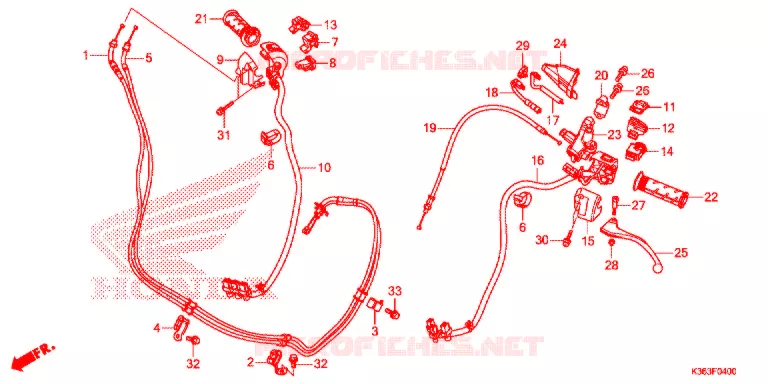 LEVIER DE GUIDON - CABLE - COMMODO Honda SCOOTER 150 PCX 2016  WW150EXG