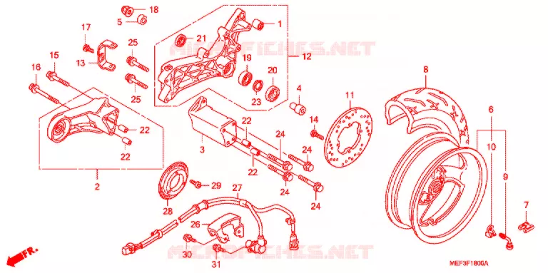ROUE ARRIERE Honda SCOOTER 400 SILVERWING 2009  FJS400A9