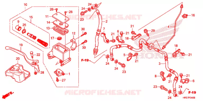 MAITRE CYLINDRE DE FREIN AVANT Honda ATV 420 FOURTRAX 2016  TRX420FM2G