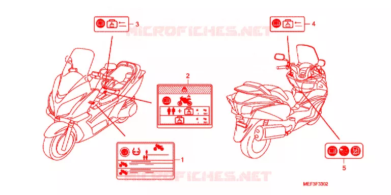 ETIQUETTE DE PRECAUTIONS (FJS400D9/FJS400A) (2) Honda SCOOTER 400 SILVERWING 2009  FJS400A9
