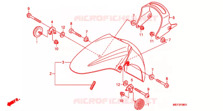 GARDE BOUE AVANT (FJS400D9/FJS400A) Honda SCOOTER 400 SILVERWING 2010  FJS400A9